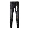 Jeans de marque violette mode peinture noire de haute qualité de haute qualité ancienne réparation faible pantalon serré convexe 28-40 taille