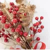 Декоративные цветы Рождественские искусственные красные ягоды Букет золото eucalyptus spikyball поддельное растение