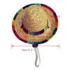 Transporteurs de chats mignons mini chiot chien paille du chapeau de soleil tissé capuchon mexicain sombrero pour animaux de compagnie costume pour chiens réglables