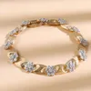 Donne Bracciale di lusso Bracciale Gioielli Real 18K GOLL GOLL VVS Moissanite Diamond Flower Links per ragazze Donne per feste per matrimoni gioielli