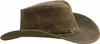 Heren Echt lederen Australische westerse cowboystijl Tan Crazy Horse Bush Hat