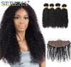 Extensions de cheveux humains trame en malaisie de profonde vague Curly 4 faisceaux avec 13 x 4 cheveux frontaux tissages paquets de cheveux avec 5 pi8552393 frontal