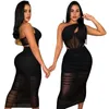 Casual Dresses One Shoulder Slim Party Dress Sexy Hip Skirt Two Pieces Suit