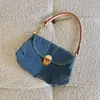 Retro cowboy schoudertas damesontwerper handtas canvas blauwe draagtas klassieke letter afdrukt portemonnee dame luxe hobo onderarm tassen 26 cm koppelingsporta