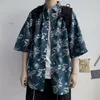 Men's Casual Shirts Summer Flower Printing Patch Pocket Quick Drying Shirt Fashion Hawaiian Short Sleeved For Women