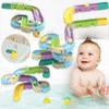 Badspeelgoed Baby Bath Rainbow Slide Toys Marble Race Douche Pijplijn Monteer Tracks Ballen Set Set badkamer Badbad Kinderen spelen waterspel 240413