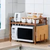 Kitchen Storage Eco-Friendly Bamboo Rack-Perfect Organizer For Microwave Oven Spice And Utensils Solid Wood Modern Design