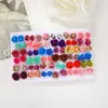 Orecchini per borchie 36 paia/set Resina Sweet Flower Set Stalls Girls Rose Earring Mix per Women Jewelry