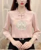 Chemises de style chinois pour femmes broderie de vêtements en satin vintage