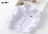GFMy Spring Oxford Textiel Katoen Solid Color Pink Black Boys White Shirt 3T14T Britse stijl Childrens Tops 22022230582191018321