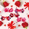 ドッグアパレル60/80pcsバレンタインデーペットボウタイカラー製品子犬子猫ピンク調整可能なネクタイを飾る小さな物資用