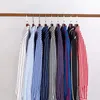 Mens Plaid Shirt Blue Grey Long Sleeve Striped Shirts Allmatch Slim Fit Korean Noniron Casual Formale Business Dress 240401