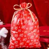 Geschenkverpackung 10pcs Santa Aufbewahrungstasche Schneeflocken gedruckt Plastikverpackung Kordelmesser Frohe Taschen Weihnachten Dekoration Jahr 2024