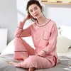 Huis kleding katoen plus size pyjama set dames solide nachtkleding nachtjes herfst winter vrouwen slaapkleding slijtage femme wit