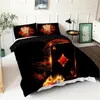 Ensembles de literie noire tobe de lit 3D Burning Pork Cartes Modèle Double couvre-lit avec couvercle de couette chaude douce et chaude