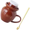 Servis uppsättningar pickle burkformad mugg rolig present kaffekoppar lock keramiska vatten hem dekorativ dricka kinesisk stil
