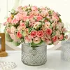 Dekorativa blommor Rose Artificial Flower Bouquet Fake Roses For Diy Wedding Centerpieces Mothers Day Noel Party Table El Decoration