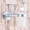 Liquid Soap Dispenser Kitchen Bathroom Hardware Accessories Silver Polished Chrome Brass Wall Mount Scrub Glass Dba788