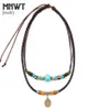 Mnwt Ancient Coin Pendant Necklace/Multilayer Wood Beads Halsband Bohemiska modesmycken äkta läder Men halsband7683775