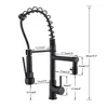 Kitchen Faucets LED Light Spring Faucet Deck Mounted Pull Down Double Spout Black Sink And Cold Water Mixer Tap