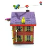 Vuxenkollektion Retro Wind Up Toy Metal Tin Rotating Birl Alarm Clock Bird House Clockwork Toy Model Figures Gift Vintage Toys 240329