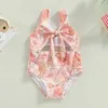 Unddler para niñas para niñas nadadas de verano sin mangas, lindo recorte de estampado floral/caparazón traje de baño de baño de piscina