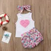 Kleidung Sets Schwester passende Outfits Baby Girl Kleidung Set Herz Formform Tanktops Weste Blumenrock Shorts Stirnband 0-6y Kinder Kinder