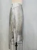 Kjolar 2022 sexig klubb silver aluminium paljett metallisk asymmetrisk metallnätkedja kedja födelsedagsparty kjol4736425