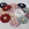 Decorative Flowers 10PCS/Lot 6CM Pearl Center Lace Gauze Hair Accessories DIY Wedding Dress Clothing Hats Shoes Decorations