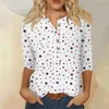 T-shirts pour femmes femmes mignonnes t-shirts imprimés Blouss décontractés plus taille de base Tops Pullover pour 3/4 manches jeunes vêtements pour femmes vêtements