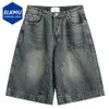 Loose Wide Leg Denim Shorts Men Summer Vintage Blue Jeans Shorts Streetwear Hip Hop Oversized Y2K Shorts 240409