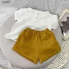 Set di abbigliamento set di abbigliamento 2023 bambini per bambini cortometraggi a maniche corte 2 pezzi per bambini in costume estate abito da ragazza 1-5 anni C240413