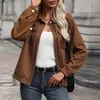 Women's Jackets Retro Pure Color Pocket Jacket Classic Style Elegant Spring And Autumn Solid Soft Comfy Zip Coat Tops