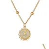 Pendant Necklaces Selling 12 Constellation Necklace Classic 18K Gold Zodiac Sign Round Bead Chain Jewelry Drop Delivery Pendants Dht6F