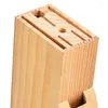 Kitchen Storage Black Plastic Seat Wooden Knife Multi-socket Rack