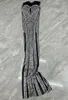 Sahne Giyim Varsa Seksi Siyah Gümüş Rhinestone Kristaller Doğum Gününü Kutlama Tam Taşları Kıyafet Balo Partisi Dans Giysileri Baisexi
