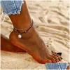 Anklets Womens Fashion Link Cuban Jewelry Gloy Shell Bohemia Beach Gold Anklet Wholesale Gifts Friends Drop Droper