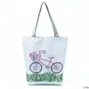 Sacchetto casual fumetto in bicicletta stampato spalla femminile di grande capacità eco riutilizzabile shopping fuori pieghevole femmina floreale