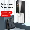 Banks 4in1 Power Bank Solar 30000mAh Charge de grande capacité Mini Powerbank est livré avec quatre fils adaptés à Samsung iPhone Xiaomi