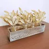 Decorative Flowers Simulation Leaves Artificial Realistic Golden Sparkling Decorations For Easy Maintenance