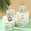 Enveloppe cadeau 24pcs Jungle Animal Candy Boîtes safari Birthdans Kids Packaging Box Wild One Baby Shower Supplies
