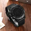 Смотрите Ohsen Black Digital Sports Watch Men Водонепроницаемые светодиодные военные часы тактические наручные часы.