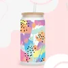 Window Stickers UV DTF Cheetah Print Leopard Mönster Libbey 16oz Can Beer Glass Cup Wrap D11896