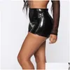 Women'S Shorts Glossy Bag Hip Latex Y Bottom Underwear Women High Waist Leather Pants Short Erotic Shiny Sha Pvc Drop Delivery Appare Dham1