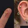 Stud 2 st rostfritt stål minimal crystal cz stjärna öron studs örhänge kvinnor hoop helix tragus brosk conch daith piercing smycken dro dhhe1