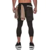 Broek 2019 Nieuwe sportbroeken mannen elastisch ademende tweedelig hardloop trainingsbroeken sportscholen anklelength broek quickdrying heren broek