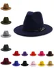 Designer Top Hats for Men Women Fashion Elegant Solid Fedora Hat Band Wide Brim Jazz Cappelli jazz eleganti Trilby Panama Caps6438650