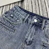 Skirts Designer 24 Spring Style Versatile Slimming Inverted Triangle Label Pocket Decoration Denim Small A Half Skirt H1R5