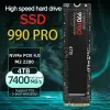 박스 SSD 솔리드 스테이트 4TB 2TB 드라이브 990 Pro M.2 2280 SSD PCLE 4.0 내부 고형 상태 디스크 SSD 7400MB/S 용 PS5 노트북 데스크톱.