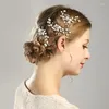 Clips de cheveux 2 PCS dames bâtons Crystal Pearl Wedding Peps Flower Bride Kanzashi Accessoires pour femmes